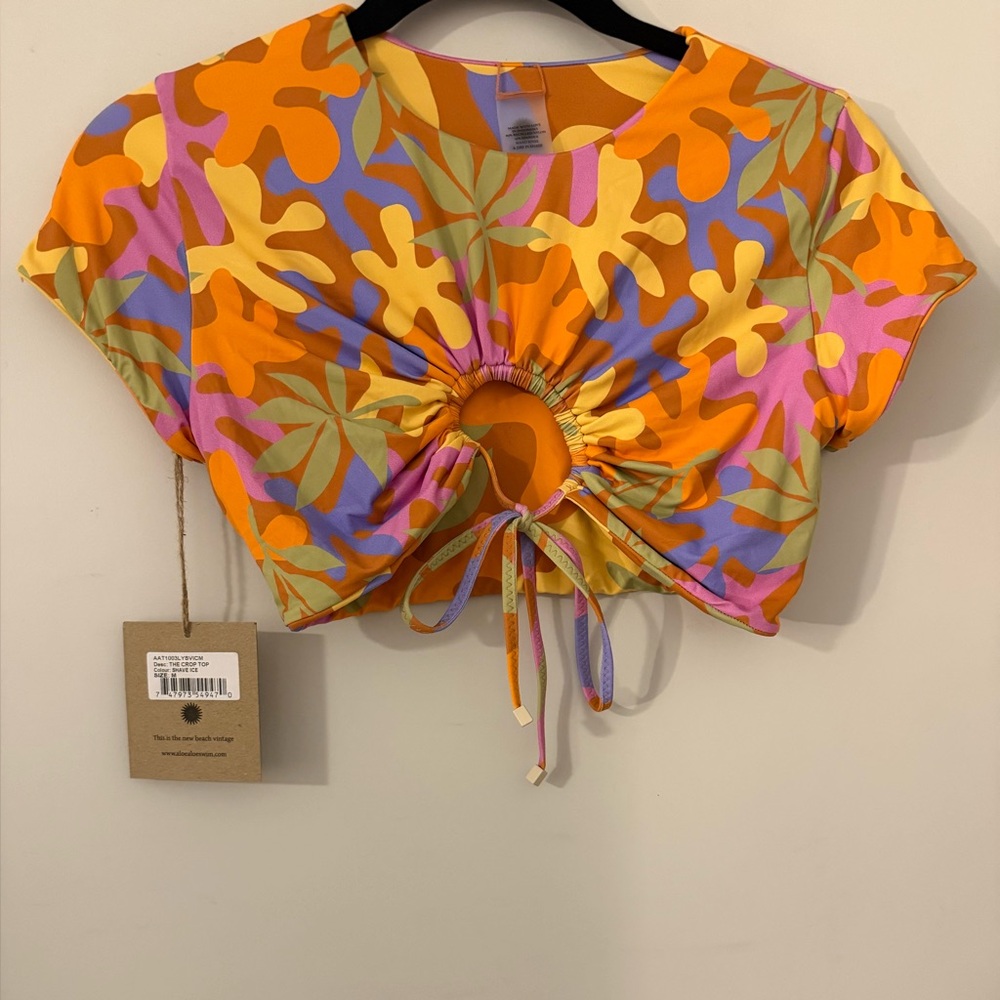 Aloe Aloe Crop Top Swim, NWT